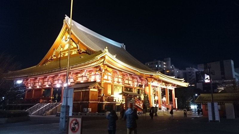 幻想的な夜の浅草寺