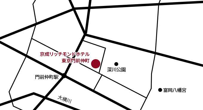 画像：京成リッチモンドホテル東京門前仲町周辺イラストマップ