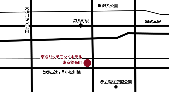 画像：京成リッチモンドホテル東京錦糸町周辺イラストマップ