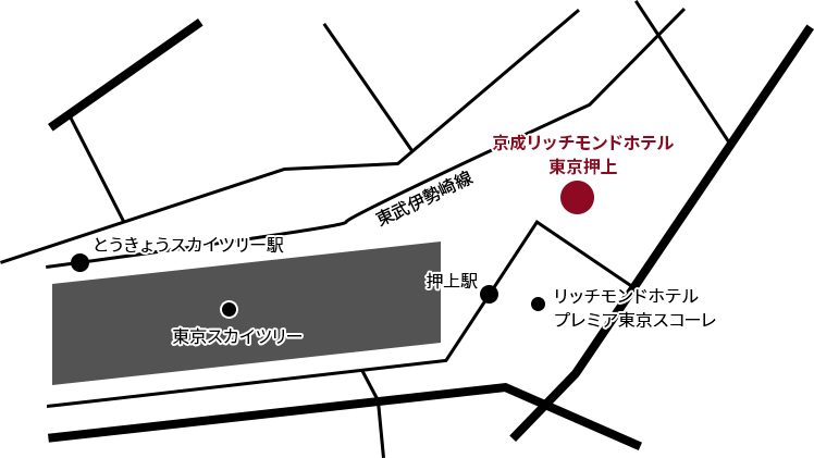 画像：京成リッチモンドホテル東京押上周辺イラストマップ