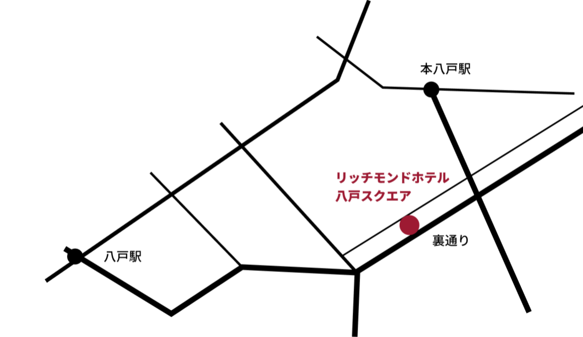 画像：リッチモンドホテル 八戸スクエア周辺イラストマップ